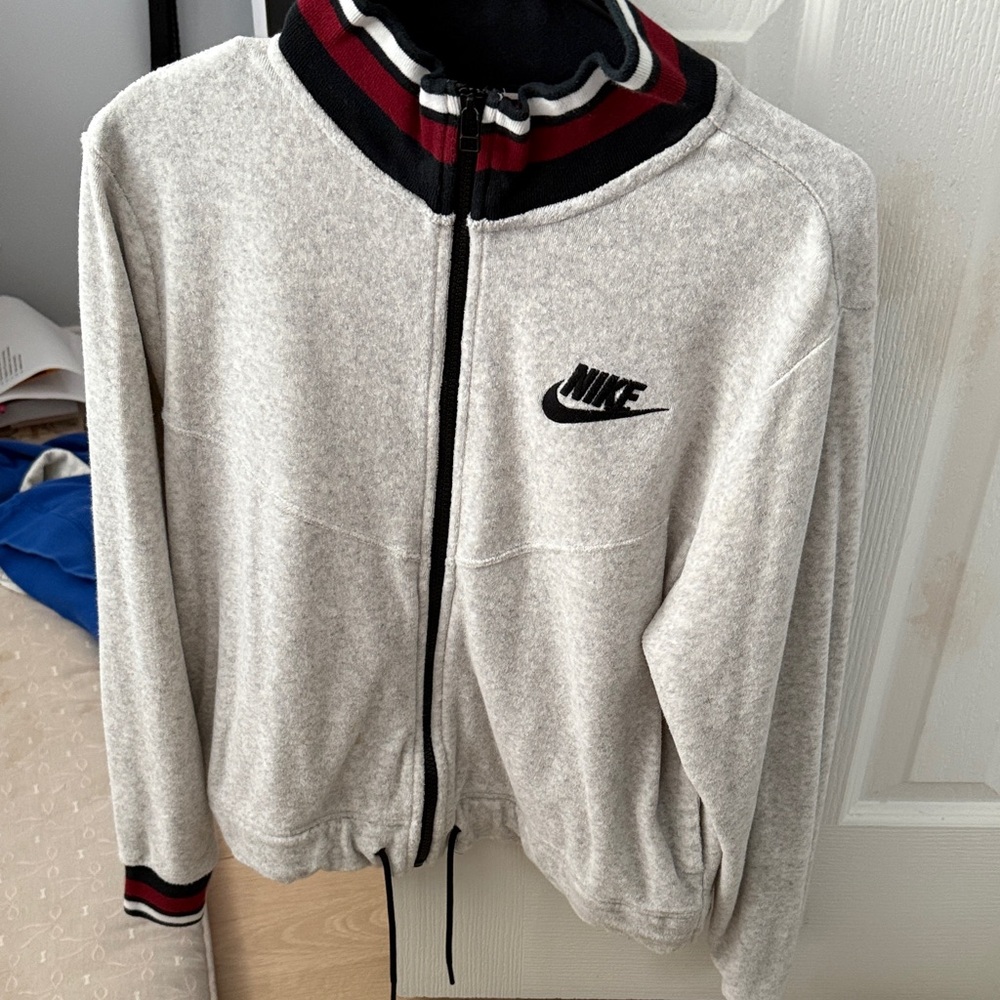 Nike Gray Jacket with Navy and Red Accents